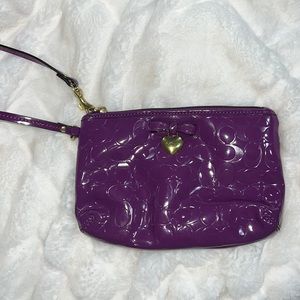 Coach Patent Leather Iris Purple Pink Wristlet